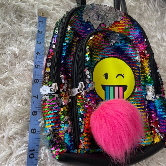 Sequin Rainbow Emoji Small Backpack - Picture 9 of 9